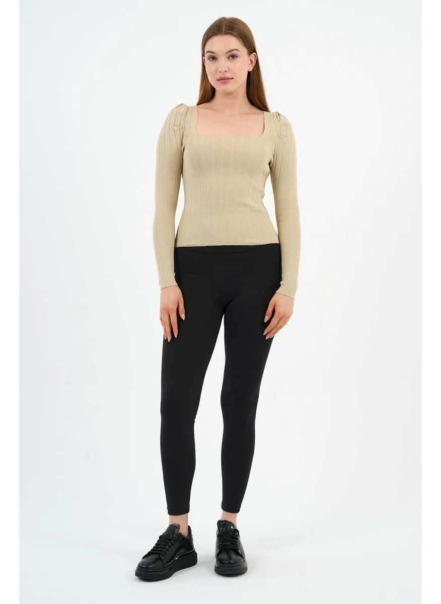 Alexander Gardi Square Neck Pleated Sleeve Knitted Sweater (A91983-S)