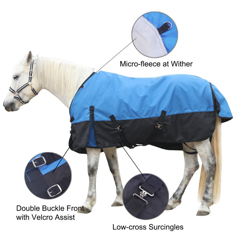 Gallopoff 1200D Ripstop Waterproof Breathable Horse Blanket (0g No Fill), Lightweight Turnout Rain Sheet, Keeps Dry in Mud & Wet Weather Blueblack 78" - Image 2