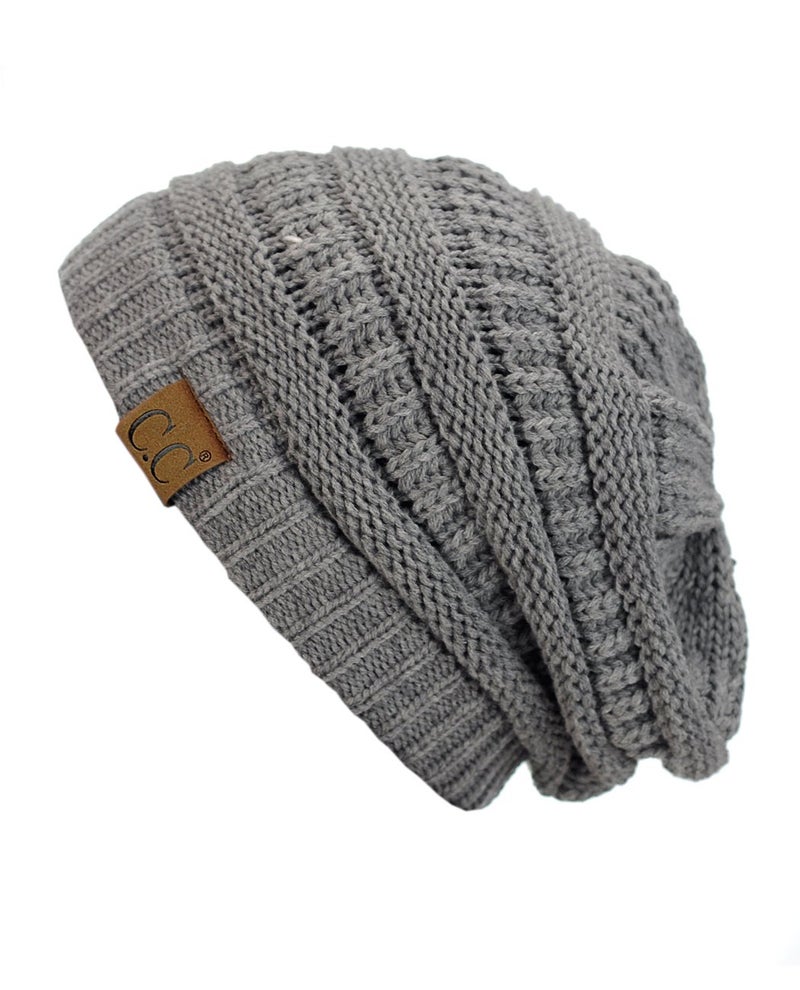 Cc C.C Trendy Warm Chunky Soft Stretch Cable Knit Beanie Skully, Light Melange - Image 1