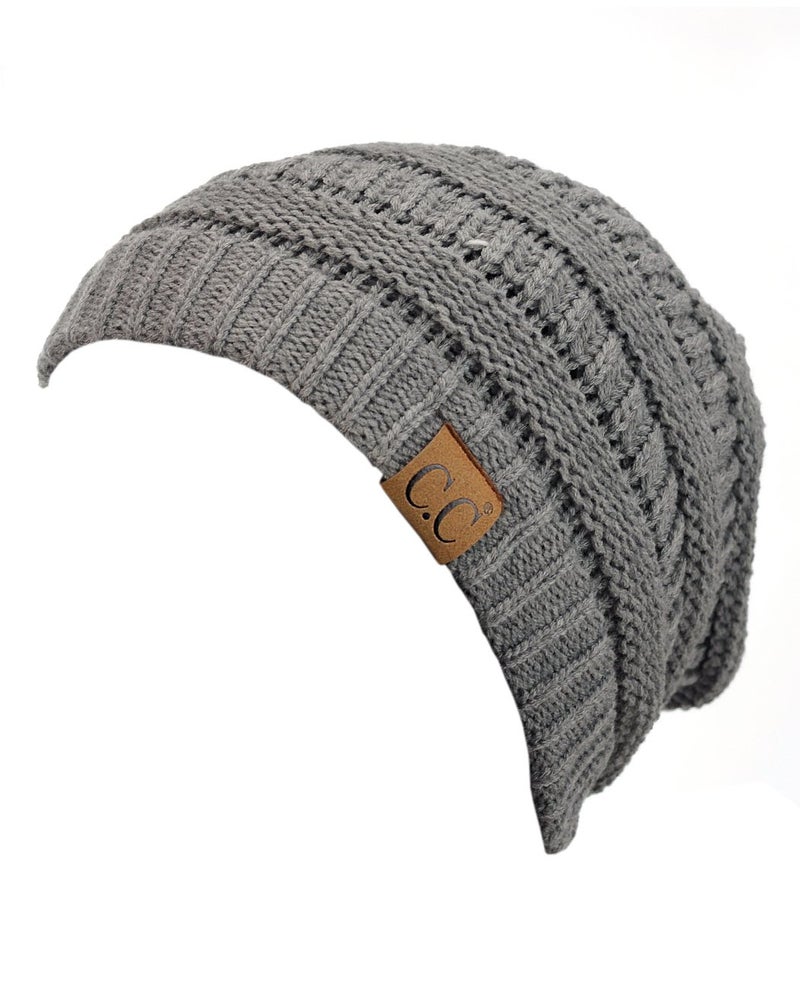 Cc C.C Trendy Warm Chunky Soft Stretch Cable Knit Beanie Skully, Light Melange - Image 2