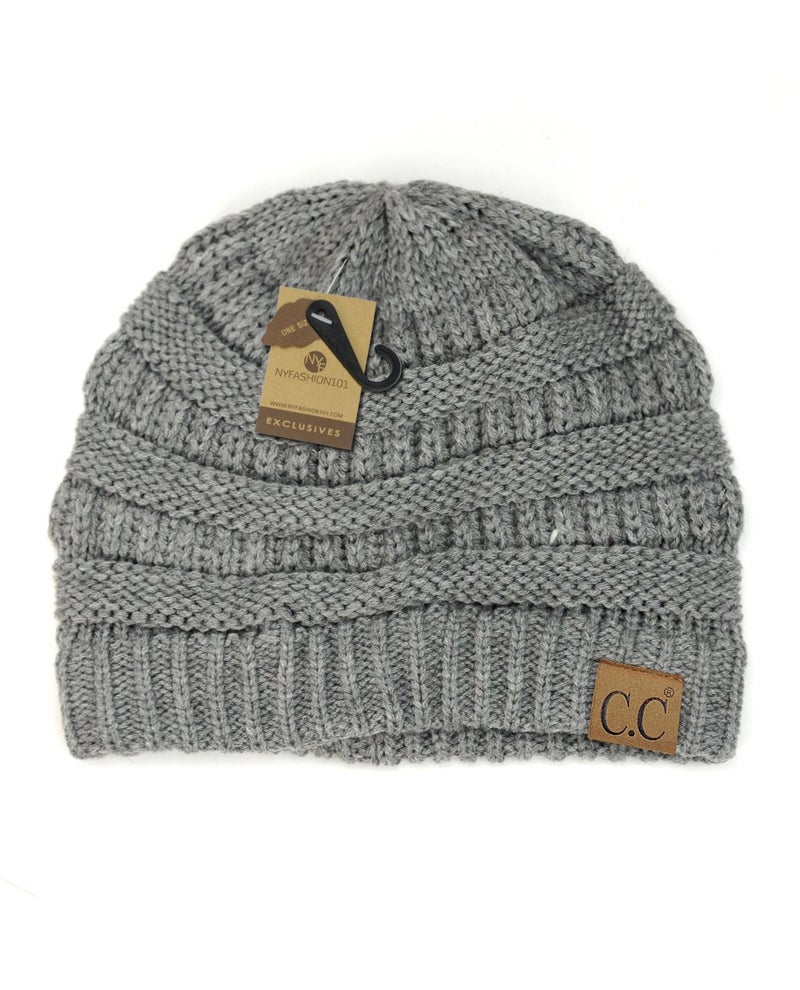 Cc C.C Trendy Warm Chunky Soft Stretch Cable Knit Beanie Skully, Light Melange - Image 4