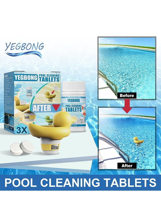 YEGBONG Pool Cleaning Float And Purifier Tablets Kit, 100g Chlorine Tablets, Chlorinating Tablets with Chlorine Floater Dispenser, Long Lasting Chlorinating Tabs, Chlorine Tabs for for Swimming Pools Hot Tubs, Swimming Pool Cleaning Tablet - Image 2