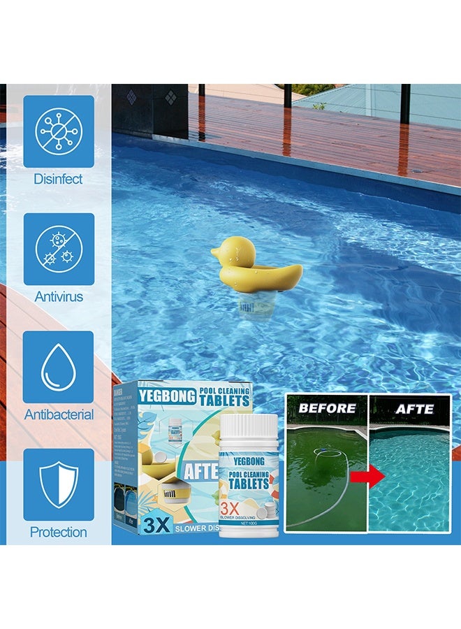 YEGBONG Pool Cleaning Float And Purifier Tablets Kit, 100g Chlorine Tablets, Chlorinating Tablets with Chlorine Floater Dispenser, Long Lasting Chlorinating Tabs, Chlorine Tabs for for Swimming Pools Hot Tubs, Swimming Pool Cleaning Tablet - Image 5