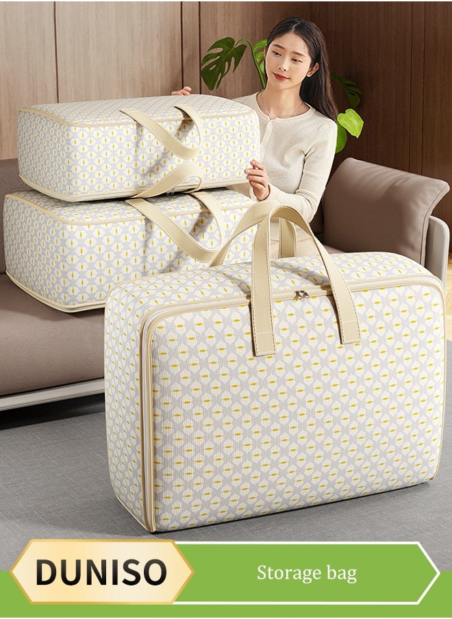 DUNISO 3Pcs Moving Storage Bag with Zipper,Moving Bags, Foldable Storage Bags,Large Capacity Multipurpose Clothes Organizing Storage Bag with Strong Handles,Duty Tote For Space Saving,For Clothes,Bedding,Comforters,Pillows,60x25x40cm(60L)  - Image 1