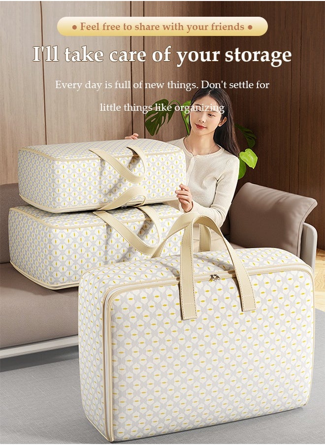 3Pcs Moving Storage Bag with Zipper,Moving Bags, Foldable Storage Bags,Large Capacity Multipurpose Clothes Organizing Storage Bag with Strong Handles,Duty Tote For Space Saving,For Clothes,Bedding,Comforters,Pillows,60x25x40cm(60L)