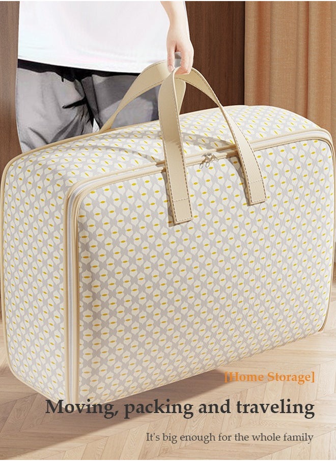 3Pcs Moving Storage Bag with Zipper,Moving Bags, Foldable Storage Bags,Large Capacity Multipurpose Clothes Organizing Storage Bag with Strong Handles,Duty Tote For Space Saving,For Clothes,Bedding,Comforters,Pillows,60x25x40cm(60L)
