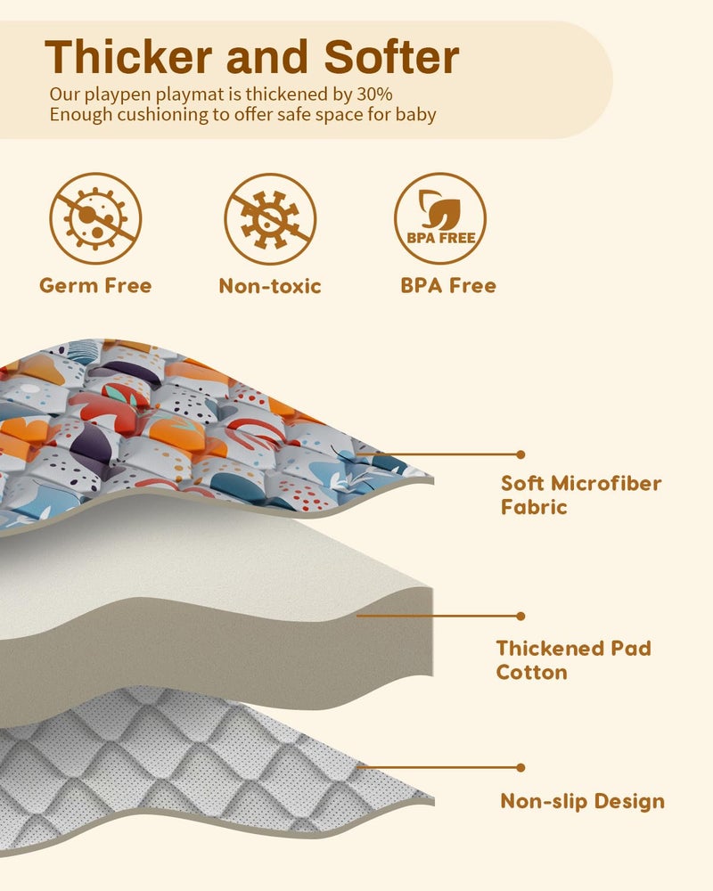 Jaobeem Baby Play Mats for Floor, Foldable 74x50 Playpen Mat Grey, Thicken Cushioning Padding Playmate for Baby and Toddlers Infants, Non-Slip, Machine Washable, Easy to Store - Image 3