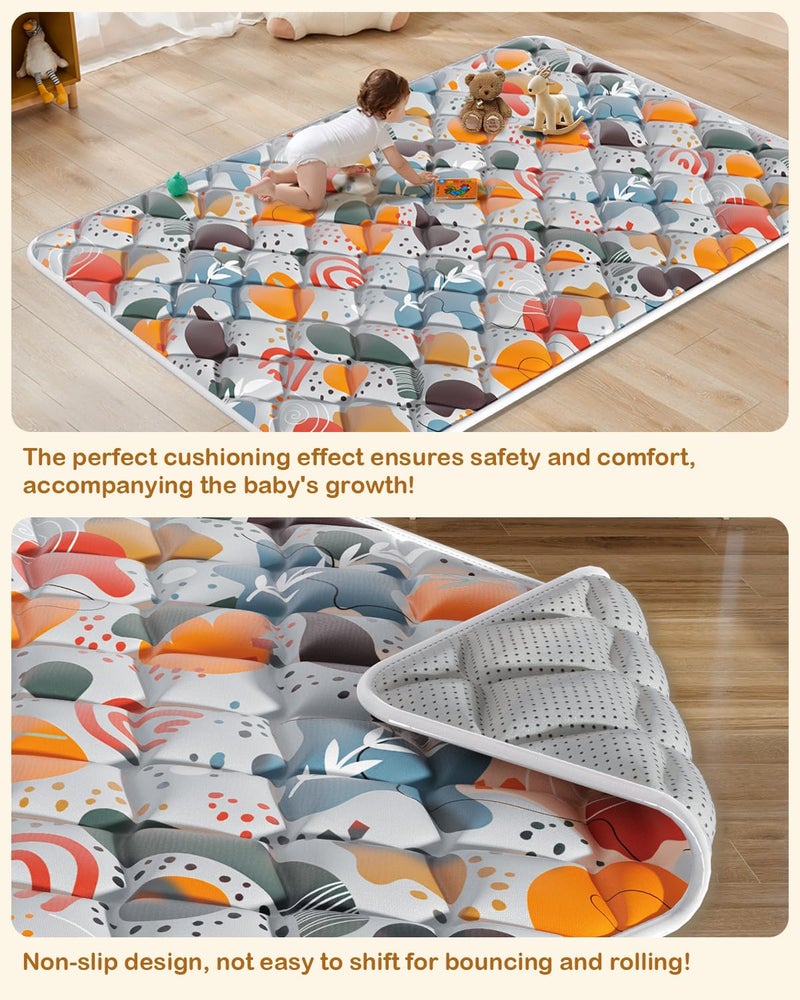 Jaobeem Baby Play Mats for Floor, Foldable 74x50 Playpen Mat Grey, Thicken Cushioning Padding Playmate for Baby and Toddlers Infants, Non-Slip, Machine Washable, Easy to Store - Image 5