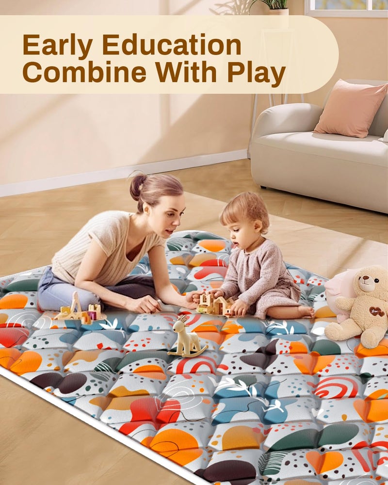 Jaobeem Baby Play Mats for Floor, Foldable 74x50 Playpen Mat Grey, Thicken Cushioning Padding Playmate for Baby and Toddlers Infants, Non-Slip, Machine Washable, Easy to Store - Image 4