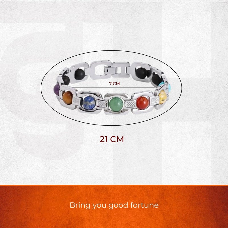 Divine Hindu 7 Chakra Healing Bracelet with Natural Crystal Stones for Energy Balancing - Image 2
