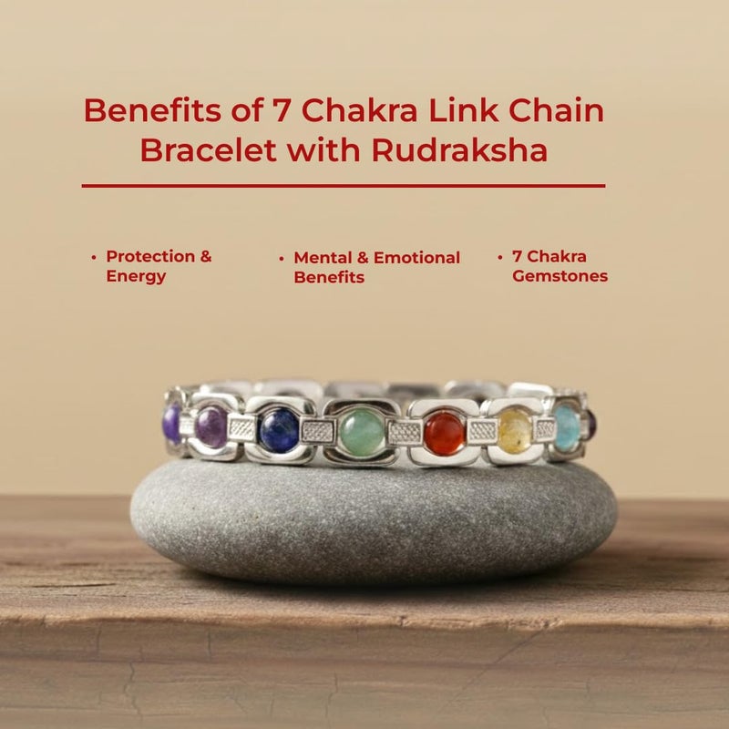 Divine Hindu 7 Chakra Healing Bracelet with Natural Crystal Stones for Energy Balancing - Image 3