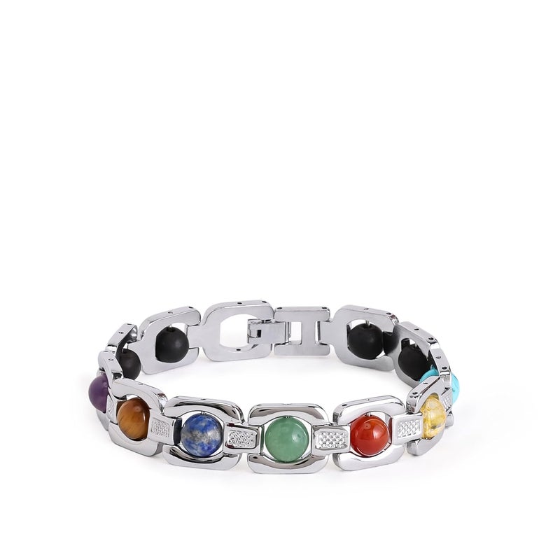 Divine Hindu 7 Chakra Healing Bracelet with Natural Crystal Stones for Energy Balancing - Image 1