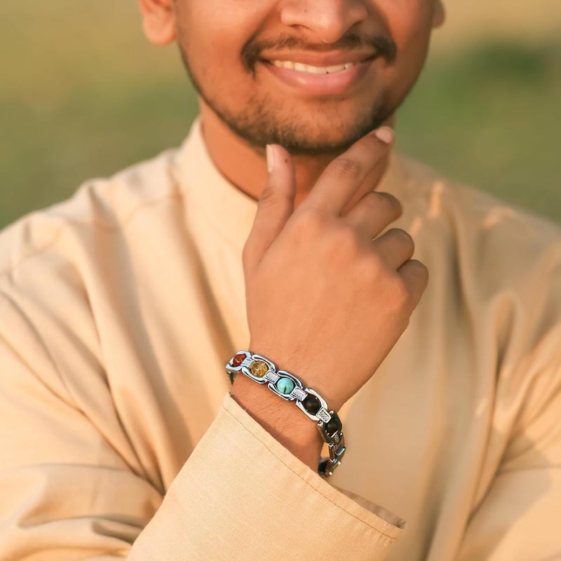 Divine Hindu 7 Chakra Healing Bracelet with Natural Crystal Stones for Energy Balancing - Image 4