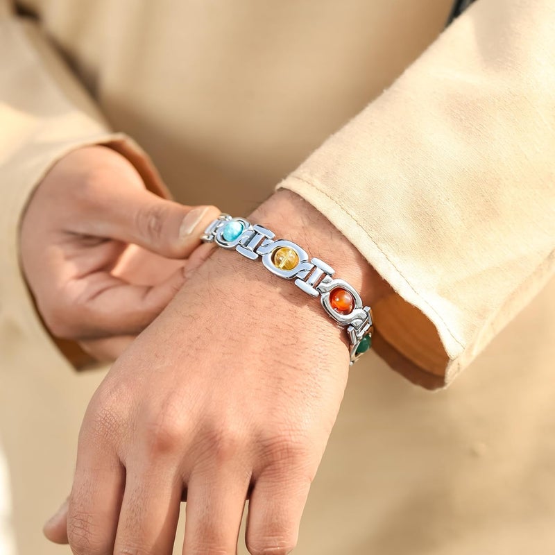 Divine Hindu 7 Chakra Healing Bracelet with Natural Crystal Stones for Energy Balancing - Image 5