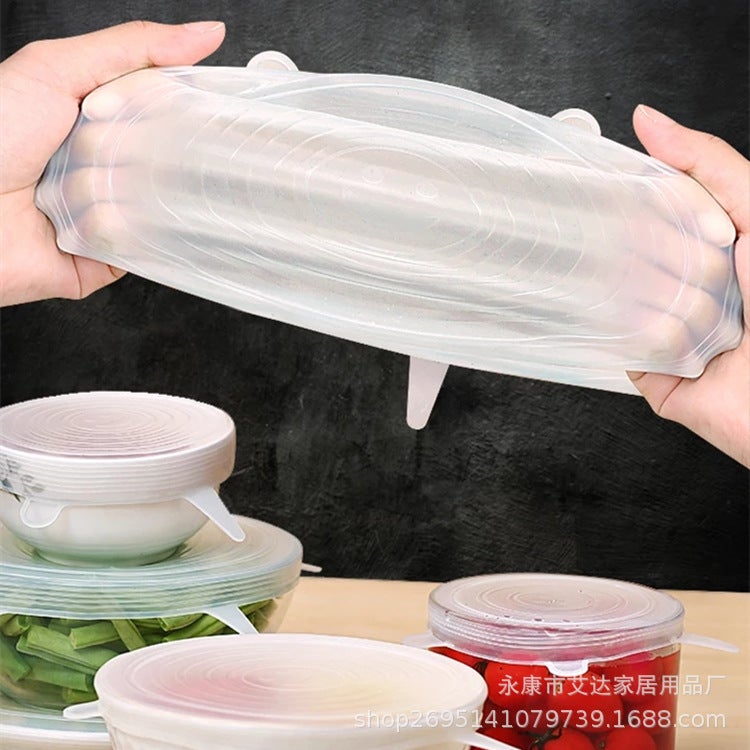 Silicone Fresh-Keeping Cover Six-Piece Sealing Cover Silicone Fresh-Keeping Film Kitchen Vacuum Universal Elastic Cover - Image 3