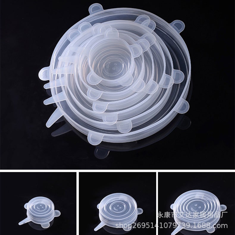 Silicone Fresh-Keeping Cover Six-Piece Sealing Cover Silicone Fresh-Keeping Film Kitchen Vacuum Universal Elastic Cover - Image 1