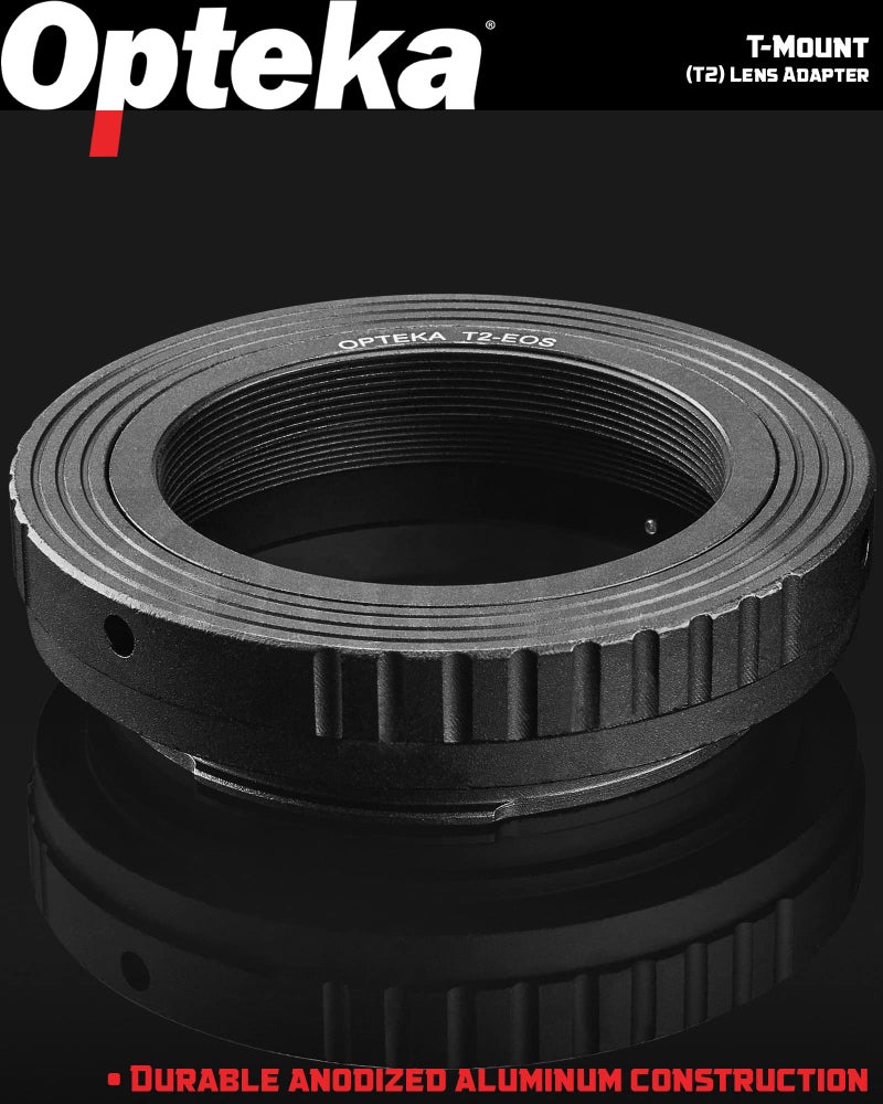 Opteka T-Mount (T2) Adapter Compatible for Canon EF EOS 80D, 77D, 70D, 60D, 60Da, 50D, 7D, 6D, 5D, 5Ds, T7i, T7s, T6s, T6i, T6, T5i, T5, T4i, T3i, T3, T2i, SL2 and SL1 Digital SLR Cameras - Image 3