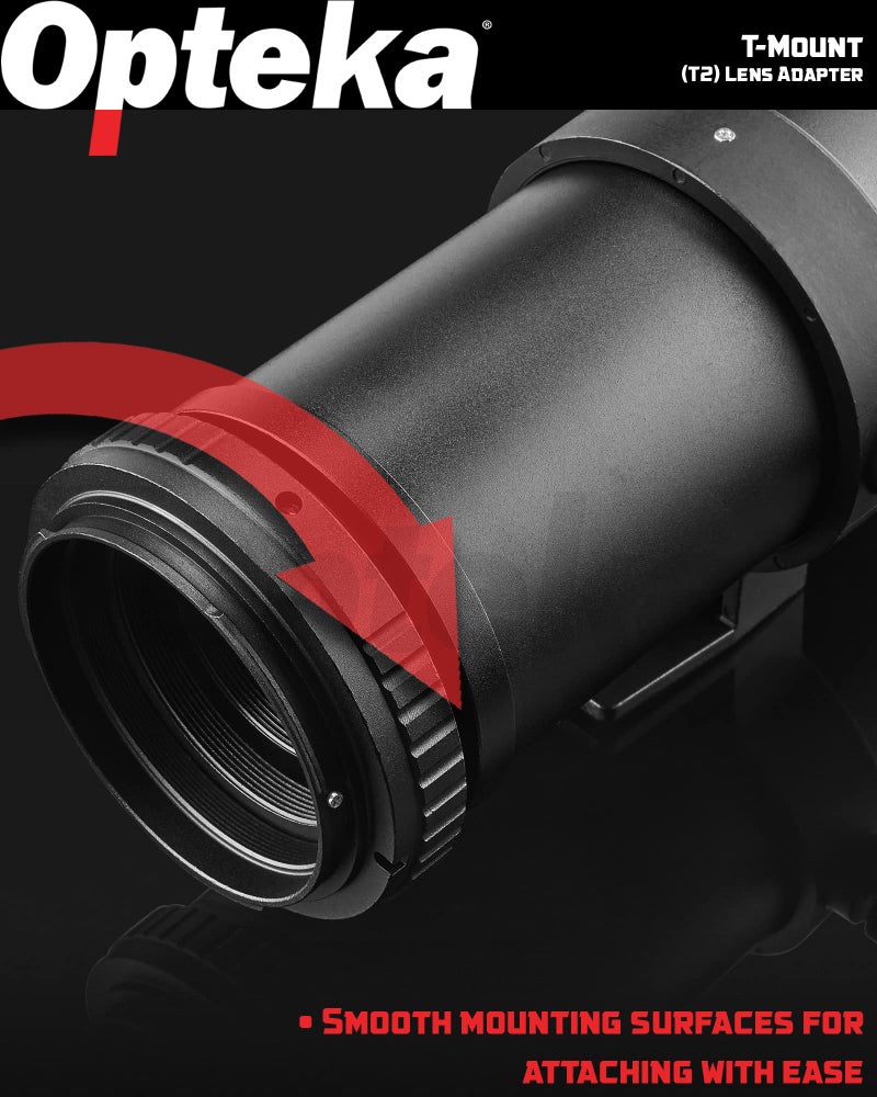 Opteka T-Mount (T2) Adapter Compatible for Canon EF EOS 80D, 77D, 70D, 60D, 60Da, 50D, 7D, 6D, 5D, 5Ds, T7i, T7s, T6s, T6i, T6, T5i, T5, T4i, T3i, T3, T2i, SL2 and SL1 Digital SLR Cameras - Image 5