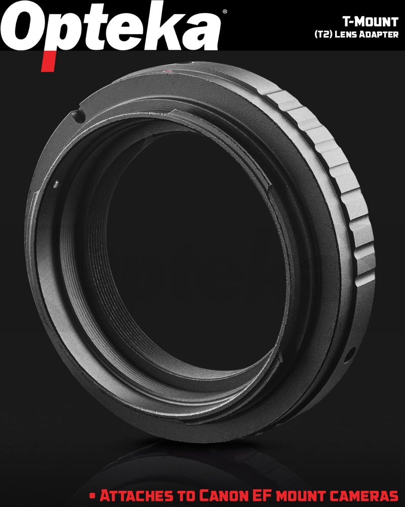 Opteka T-Mount (T2) Adapter Compatible for Canon EF EOS 80D, 77D, 70D, 60D, 60Da, 50D, 7D, 6D, 5D, 5Ds, T7i, T7s, T6s, T6i, T6, T5i, T5, T4i, T3i, T3, T2i, SL2 and SL1 Digital SLR Cameras - Image 2