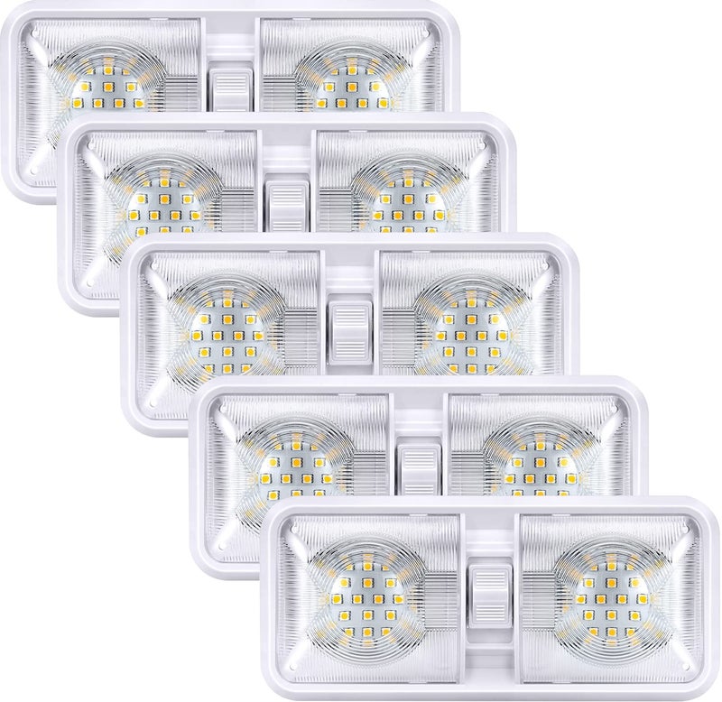 أضواء كوهري RV ترقية داخلية 800 لومن أضواء سقف LED RV 12V مع مفتاح تشغيل/إيقاف لسيارة RV مقطورة كامبر قارب أبيض طبيعي 4000-4500K 48X5050SMD 5 قطع