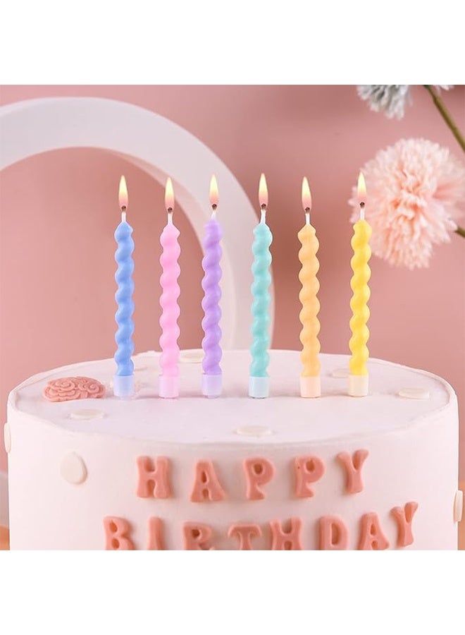 6 Boxes of Rainbow Spiral Birthday Candles with Holders, Party Candles, Cake Candles - Image 2