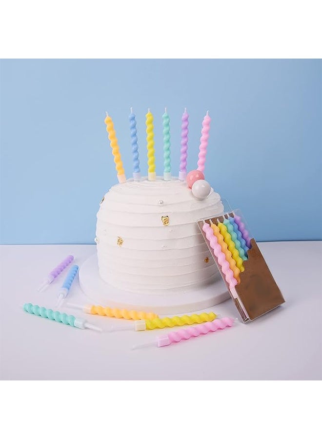 6 Boxes of Rainbow Spiral Birthday Candles with Holders, Party Candles, Cake Candles - Image 3