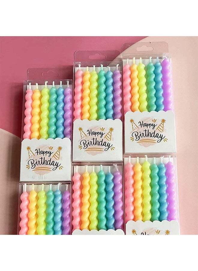 6 Boxes of Rainbow Spiral Birthday Candles with Holders, Party Candles, Cake Candles - Image 4