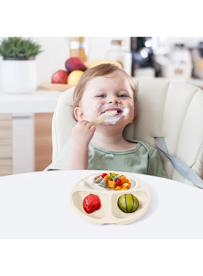1pc Green Silicone Baby Feeding Set With Divided Suction Plate LED Weaning Kit Plates And Utensils First Eating Essentials Outdoor Tableware For Camping - Image 4