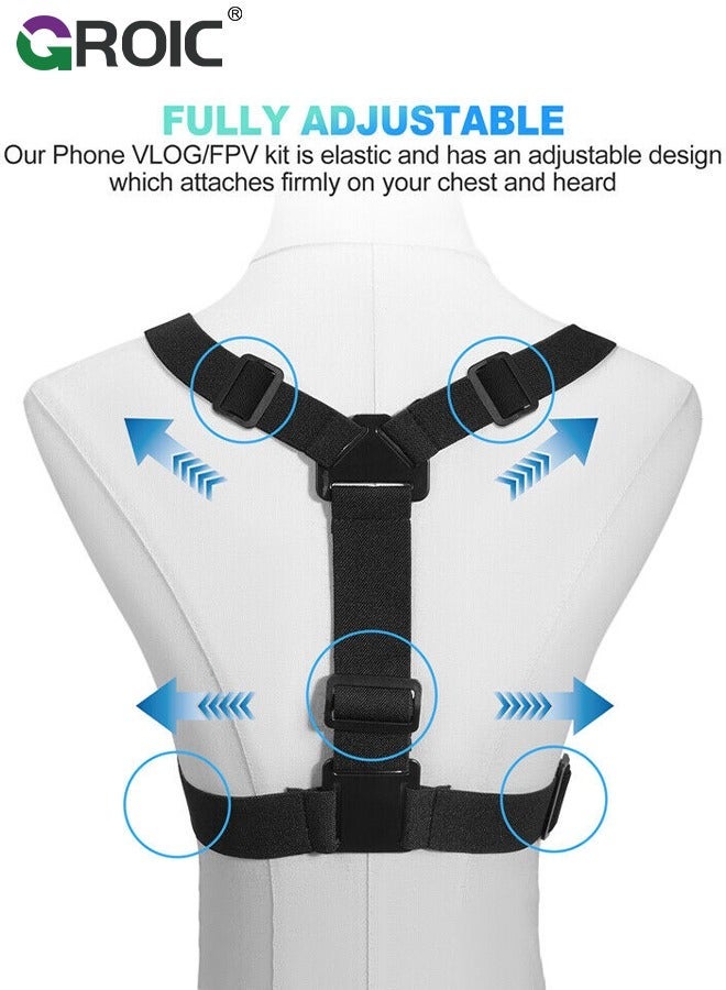 GROIC Chest Strap Holder for Phone Hero11, 10, 9, 8, 7, 6, 5 Action Camera Accessories POV, Headband Holder, Adjustable Clip  - Image 3
