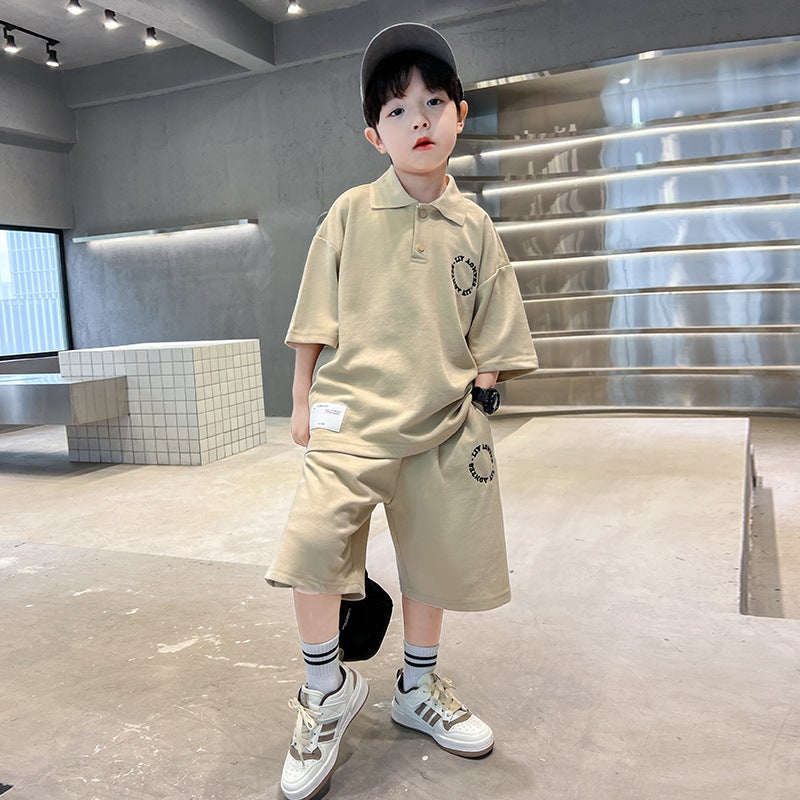 Boys Summer 2023 Two-Piece Casual Set Apricot  - Image 4