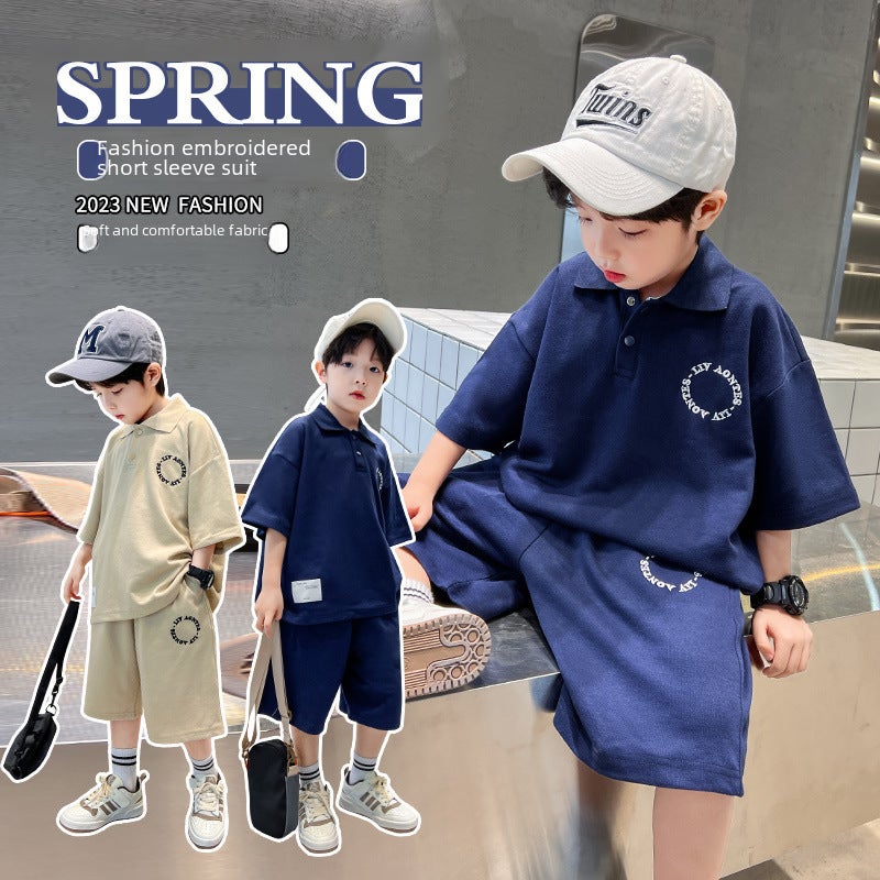 Boys Summer 2023 Two-Piece Casual Set Apricot  - Image 2