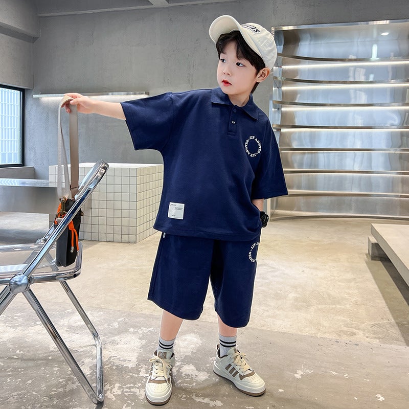 Boys Summer 2023 Two-Piece Casual Set Apricot  - Image 3