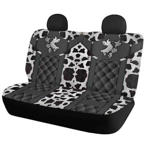Howilath Cow Print 4 Pieces Car Seat Covers Full Set Front and Back Rear Split Bench Protector Universal Fit for Most Cars Trucks SUV Vans - Image 2