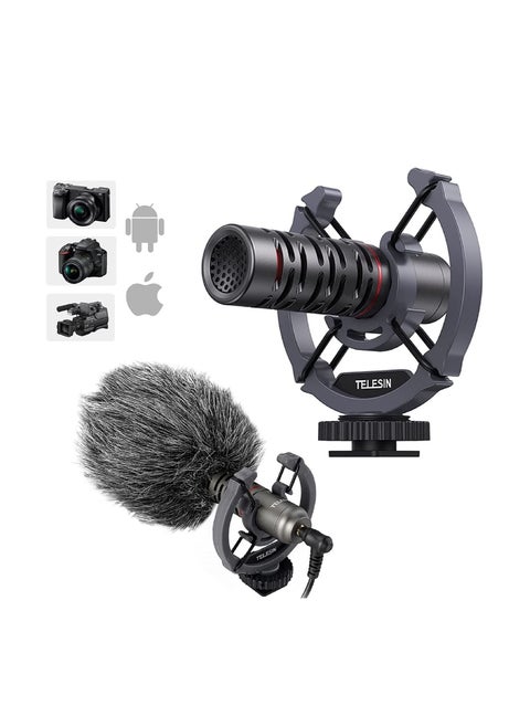 TELESIN Universal On Camera Video Microphone External Mic Shotgun for Dslr IPhone Andriod Smartphone Vlogging For Canon Nikon Sony Camera Camcorder