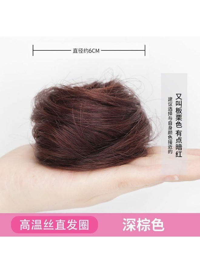 Generic Xuchang Synthetic Hair Bun Band Elastic PonytailChemical Fiber straight hair ring-dark brown Chemical Fiber straight hair ring-dark brown 