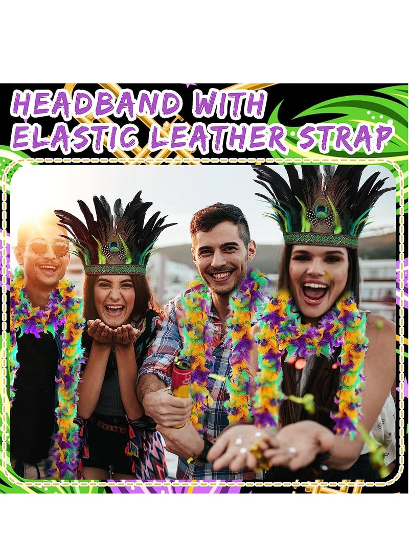 SYOSI SYOSI Peacock Feather Fascinator Decorative Feather Headpiece Feather Boa Crown Headdress Headband for Party Dress - Image 1