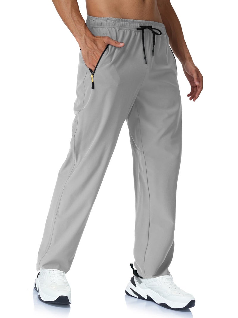 Rapoo Workout Sweatpants Athletic Sweat Track Hiking Pants for Men Water Resistant Lightweight Jogger Jogging Pant with Pockets Lightgrey XL - Image 2