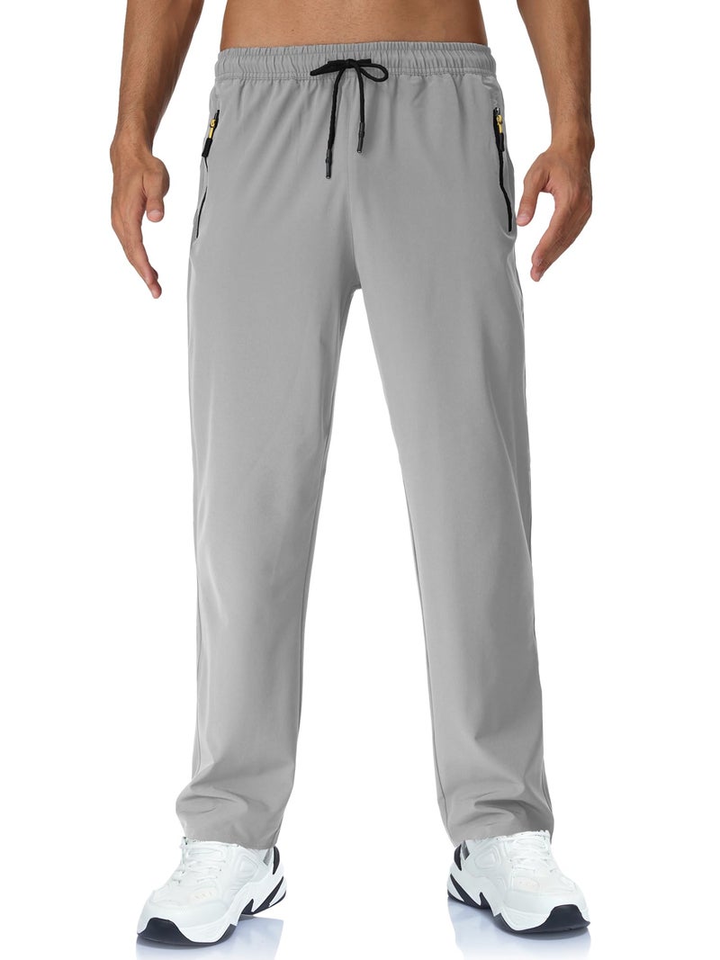 Rapoo Workout Sweatpants Athletic Sweat Track Hiking Pants for Men Water Resistant Lightweight Jogger Jogging Pant with Pockets Lightgrey XL - Image 3