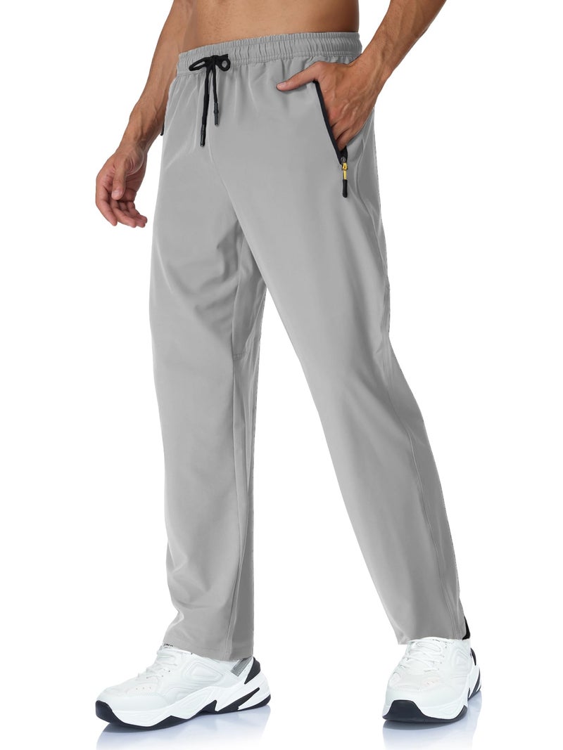 Rapoo Workout Sweatpants Athletic Sweat Track Hiking Pants for Men Water Resistant Lightweight Jogger Jogging Pant with Pockets Lightgrey XL - Image 1