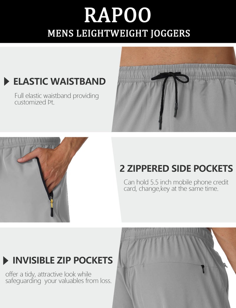 Rapoo Workout Sweatpants Athletic Sweat Track Hiking Pants for Men Water Resistant Lightweight Jogger Jogging Pant with Pockets Lightgrey XL - Image 5