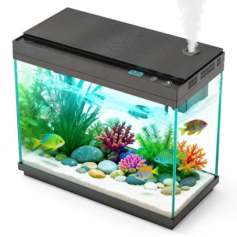 Rechale All-in-One Smart Aquarium Fish Tank with Silent Water Pump, Essential Oil Diffuser, Humidifier & 7-Color LED Lights for Home, Office, or Decor - Image 1