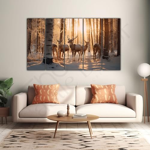 The Castle Decor Beautiful Deer Wall Painting for Living Room Big Size - Deer Wall Painting for Bedroom, Office, Drawing Room, Hotel - Elegant Wall Decor Art for Home Decoration, Gifting (27x48 inch) - Image 3