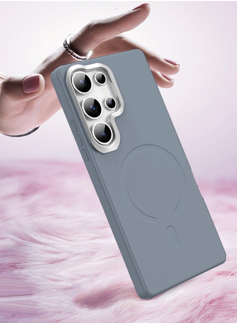 دبليو تيك غطاء هاتف سامسونج جالاكسي S26 ألترا 5G 2026 بإطار كاميرا معدني، مادة متينة، غطاء نحيف من البلاستيك القوي مطفي مع ماجسيف (MCMPMN) - رمادي - Image 4