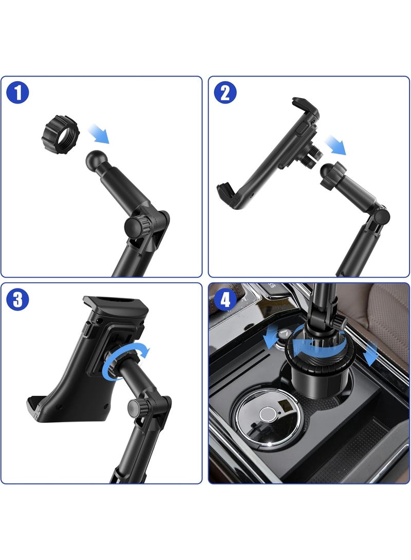Ipad Holder for Car, Cup Phone Holder, Universal 360° Rotation Adjustable Long Arm, for 4"-13" Cell Phone iPhone iPad, Travel Accessories - Image 4