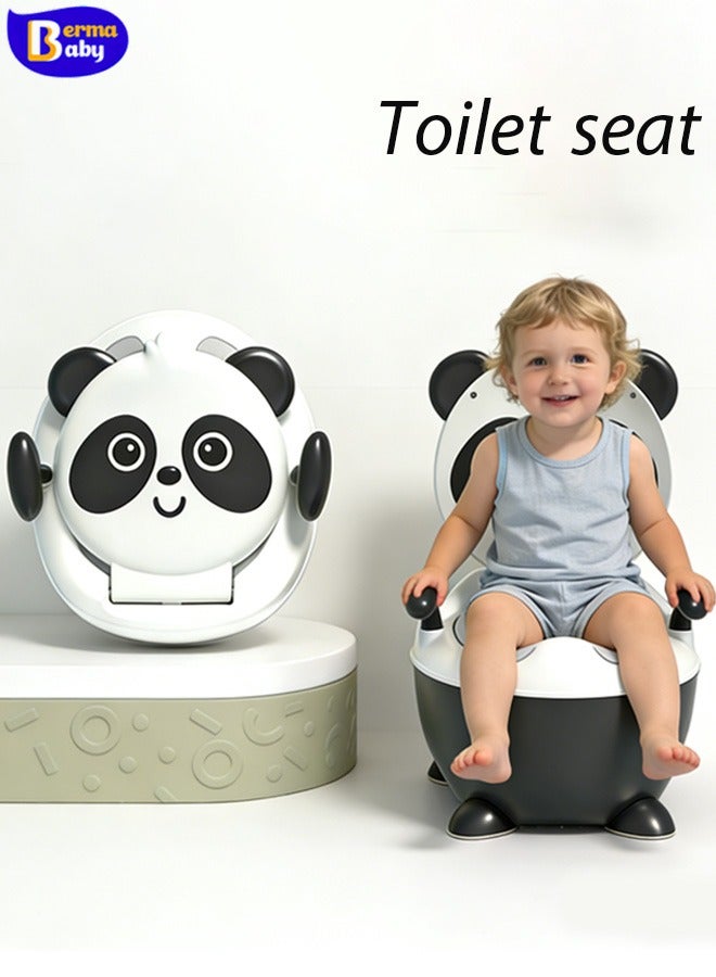 Berma Baby مرحاض الأطفال، مرحاض تدريب على استخدام المرحاض، كرسي مرحاض للأطفال الصغار مع مقعد ناعم، مرحاض قابل للإزالة، غير قابل للانزلاق، مناسب للأطفال الصغار والرضع والأطفال، مناسب للأولاد والبنات (أسود + أبيض) - Image 1