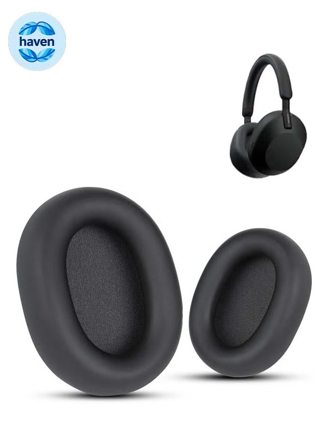 HAVEN Replacement Ear Pads Compatible with WH-1000XM5 Headphones, Protein Leather & Memory Foam, No Yellowing No Deformation Anti Dust Fingers Prints - Black - Image 1