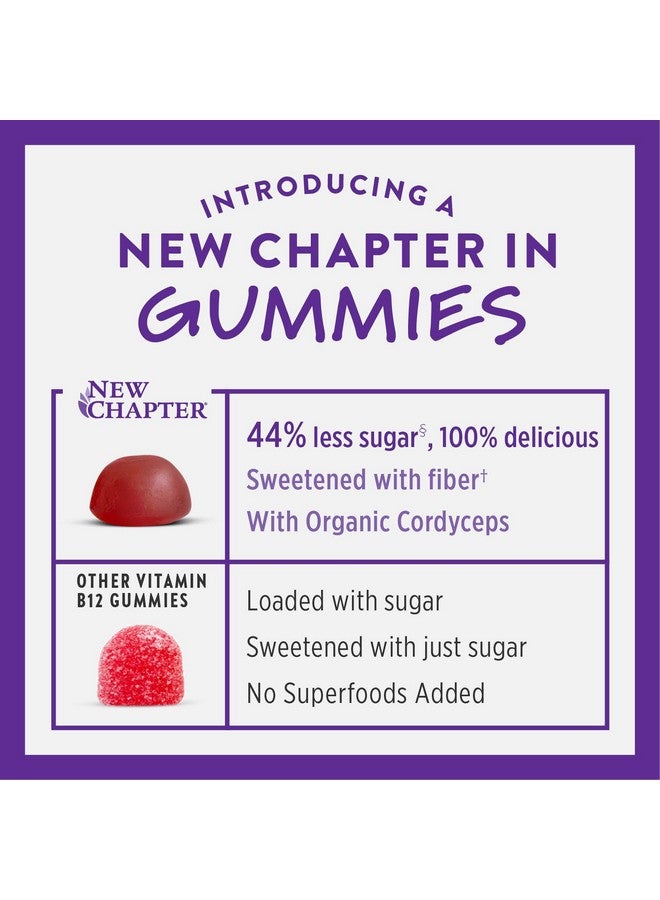 New Chapter ® Organic Vitamin B12+ Gummies 44% Less Sugar§ Usda Organic Vegan B12 Two Daily Gummies For Cellular Energy Support With Cordyceps Nongmo Gluten Free Raspberry Flavored 60Ct - Image 4