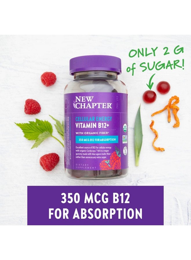 New Chapter ® Organic Vitamin B12+ Gummies 44% Less Sugar§ Usda Organic Vegan B12 Two Daily Gummies For Cellular Energy Support With Cordyceps Nongmo Gluten Free Raspberry Flavored 60Ct - Image 3