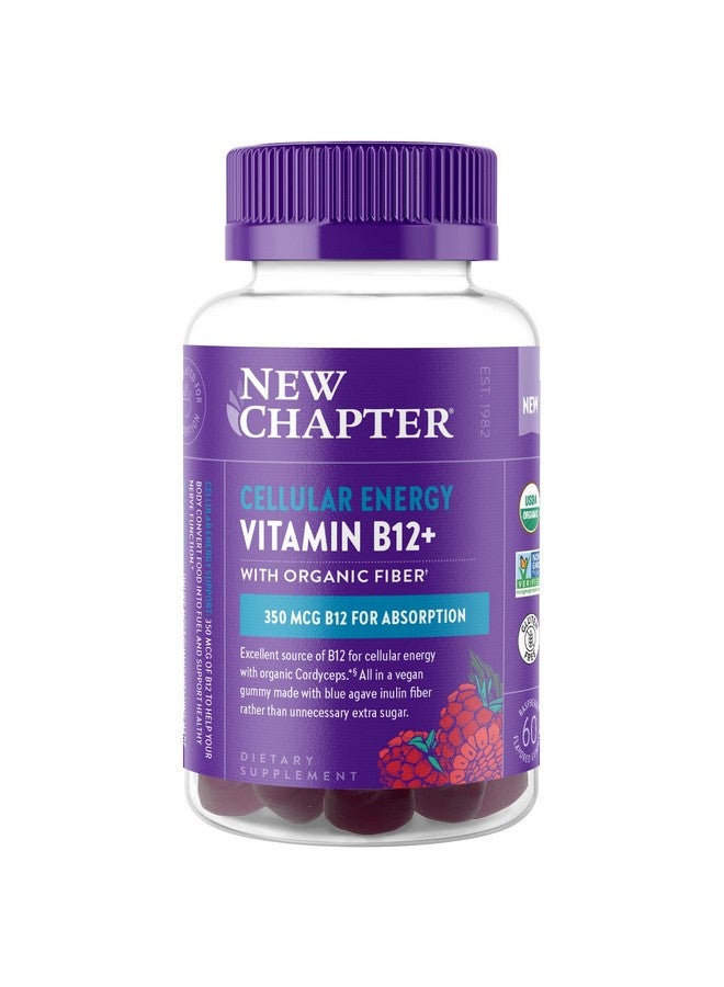 New Chapter ® Organic Vitamin B12+ Gummies 44% Less Sugar§ Usda Organic Vegan B12 Two Daily Gummies For Cellular Energy Support With Cordyceps Nongmo Gluten Free Raspberry Flavored 60Ct - Image 2