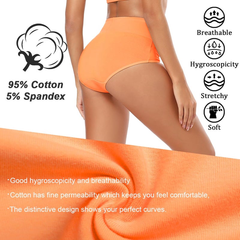 Molasus Women's Soft Cotton Underwear Briefs High Waisted Postpartum Panties Ladies Full Coverage Plus Size Underpants Pack of 5,X-Large - Image 2